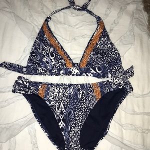 Navy and rust Lucky Brand bikini set